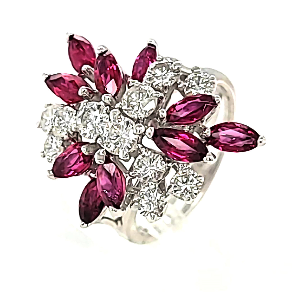 Ruby & Diamond Cluster Ring