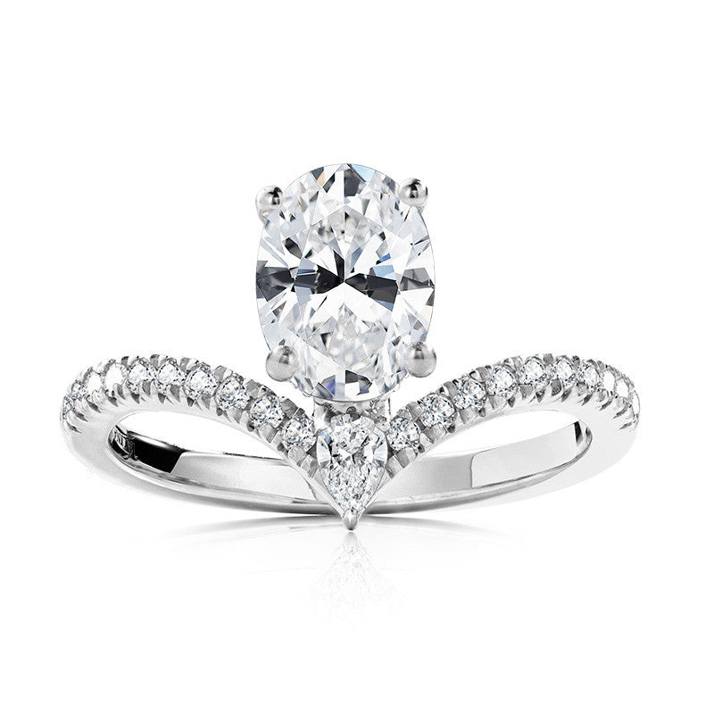 1.00 - 1.49ct Oval White 14 Karat Gold Semi-Mount Engagement Ring