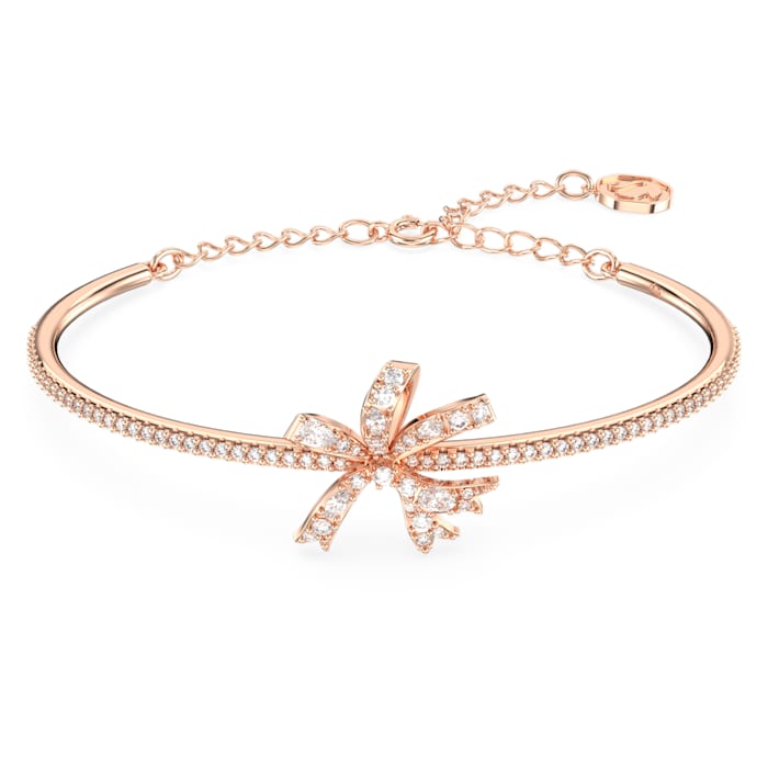 Swarovski Volta bangle Bow, White, Rose gold-tone plated