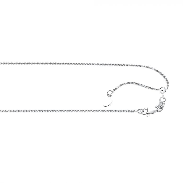 White Gold 1mm Spiga/Wheat Chain, 22"