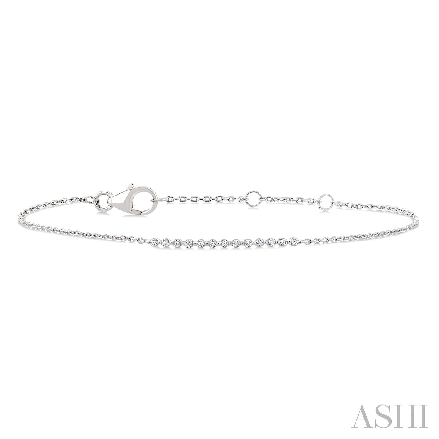 Silver & Diamond Bar Bracelet, 7"