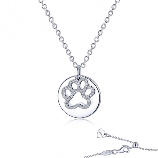Lafonn Paw Print Disc Necklace