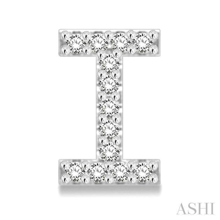 1/10 Ctw Initial 'I' Single Cut Diamond Earrings in 10K White Gold