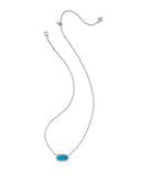 Kendra Scott Elisa Bezel Silver Short Pendant Necklace in Variegated Indigo Magnesite