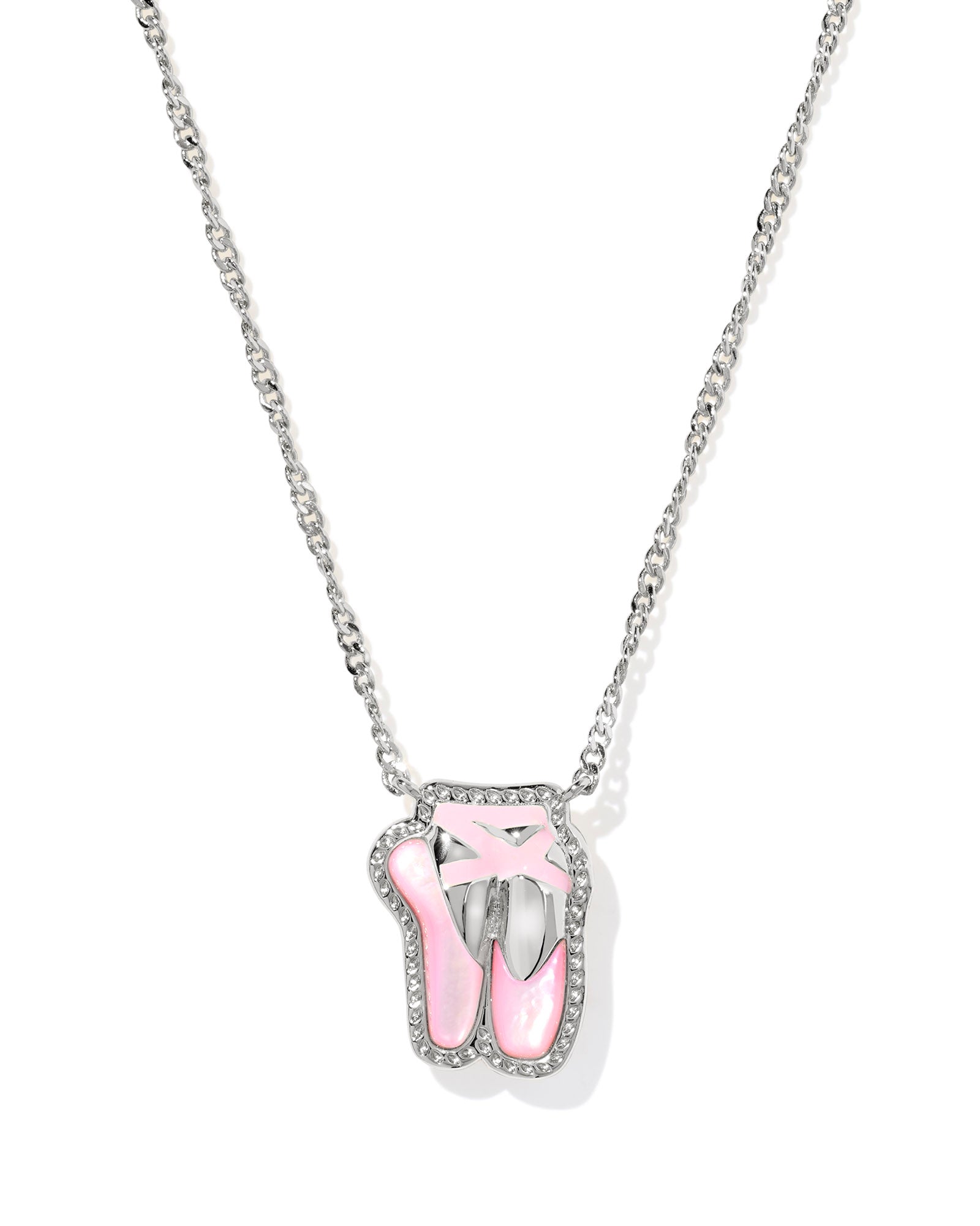 Kendra Scott Ballet Silver Blush Mother of Pearl Short Pendant Necklace
