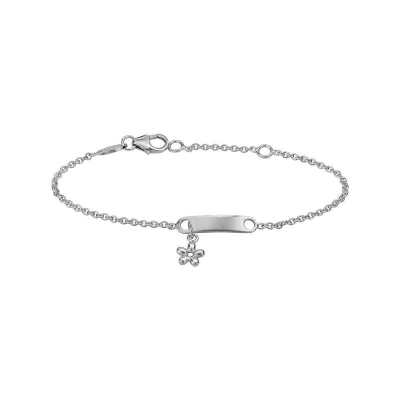 Children's Silver Flower Charm ID Bracelet