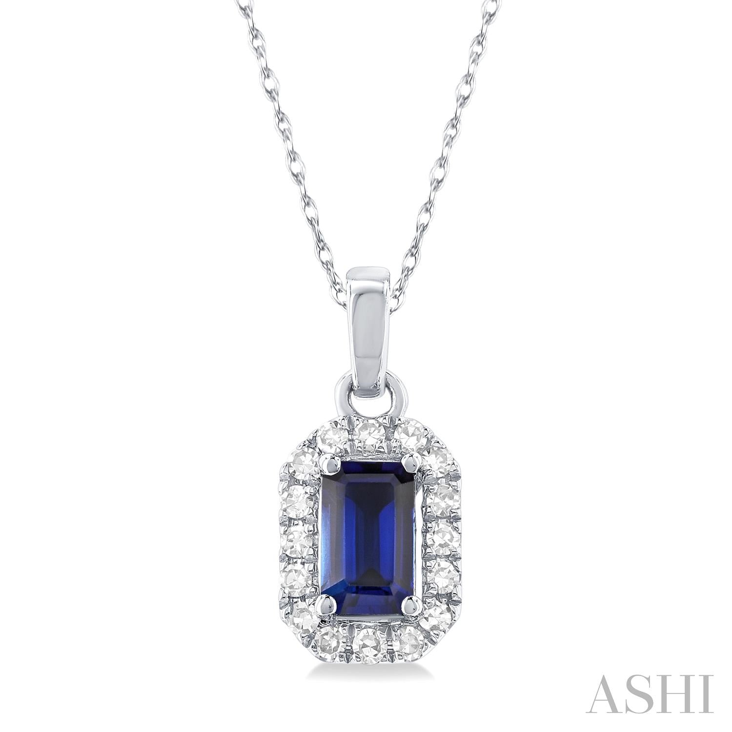 Diamond Halo Sapphire Birthstone Pendant - September
