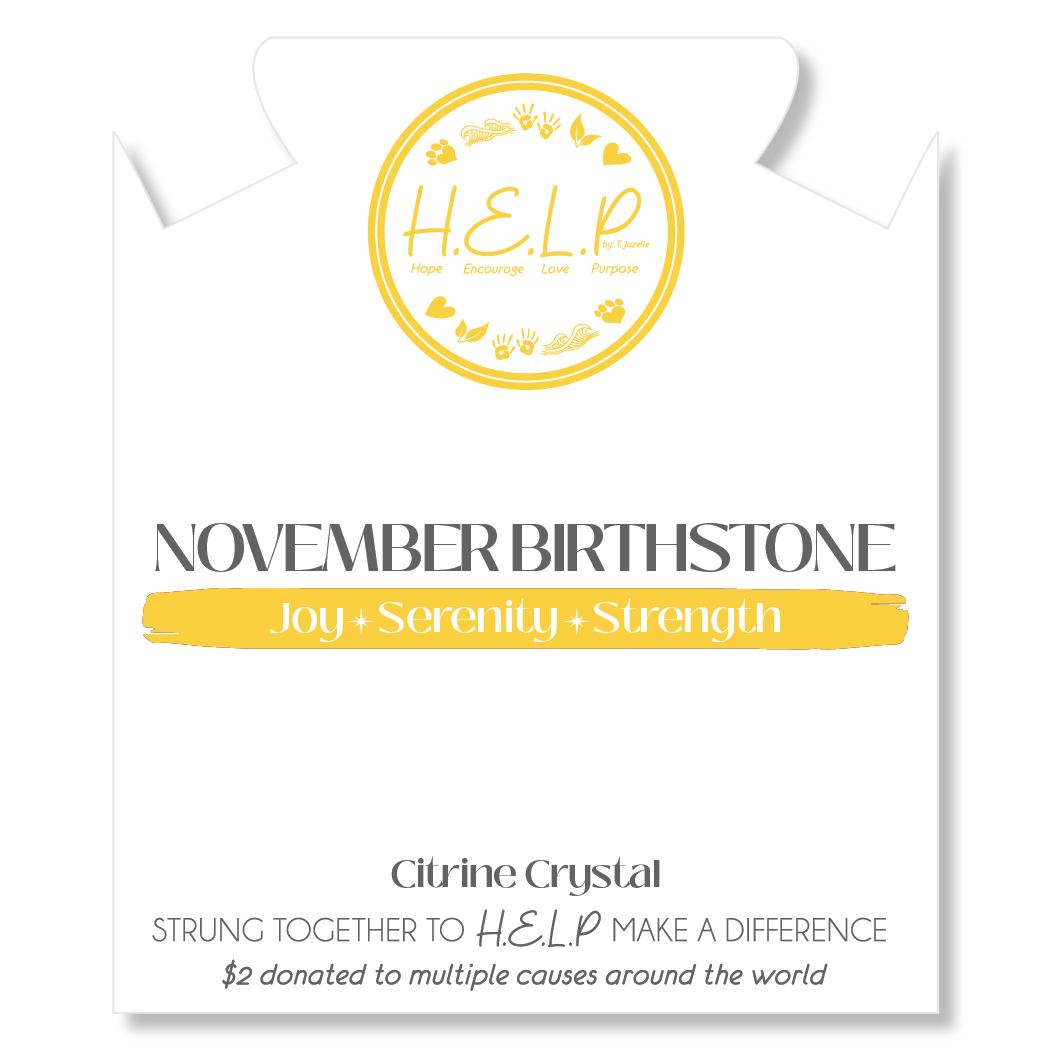 HELP Collection: Birthstone Collection - November Citrine Crystal Charm with White Cats Eye Charity Bracelet