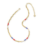 Kendra Scott Bailey Gold Chain Necklace- Red, White & Blue