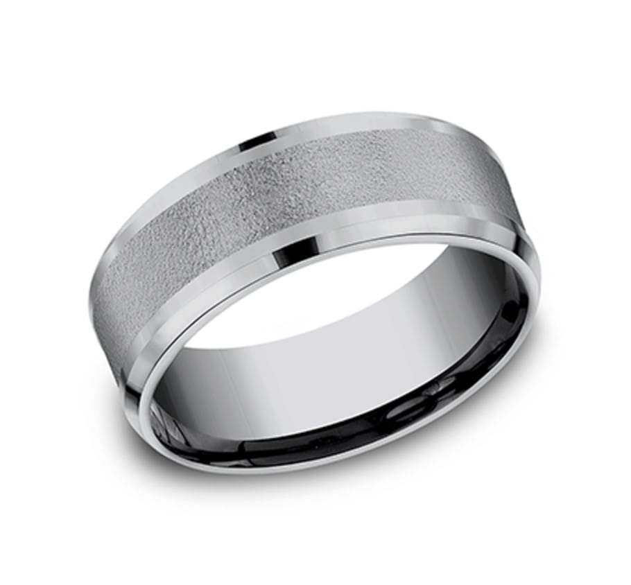 THE BRAVO - Tantalum Grey Metals Textured Men's Wedding Band