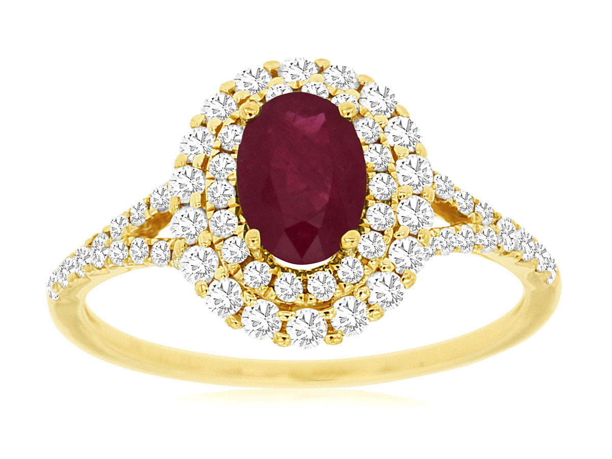 Ruby Double Halo Ring
