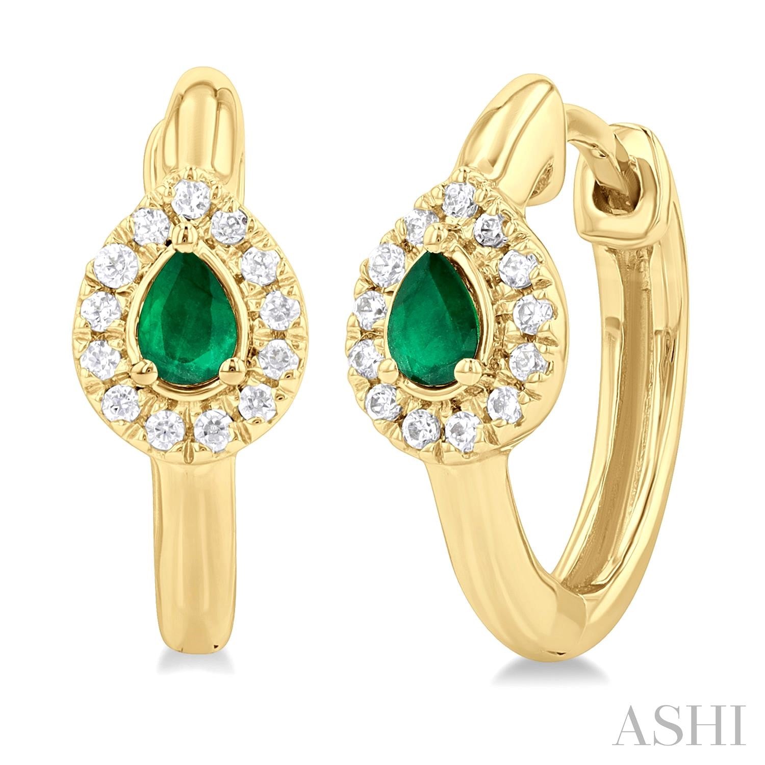 Emerald & Diamond Huggie Earrings