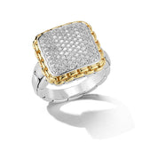JAI Two-Tone Diamond Pave Square Ring