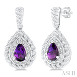 Amethyst and Diamond Earrings in Sterling Silver