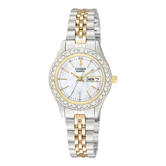 Citizen Quartz Women's Crystal Accent Two Tone Bracelet Watch