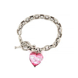 Silver Toggle Bracelet with Glass Heart Charm