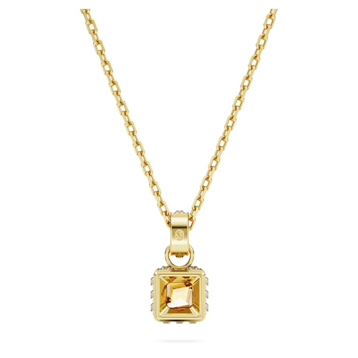 Swarovski Stilla pendant Square cut, Yellow, Gold-tone plated