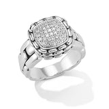 JAI Silver & Diamond Pave Square Ring
