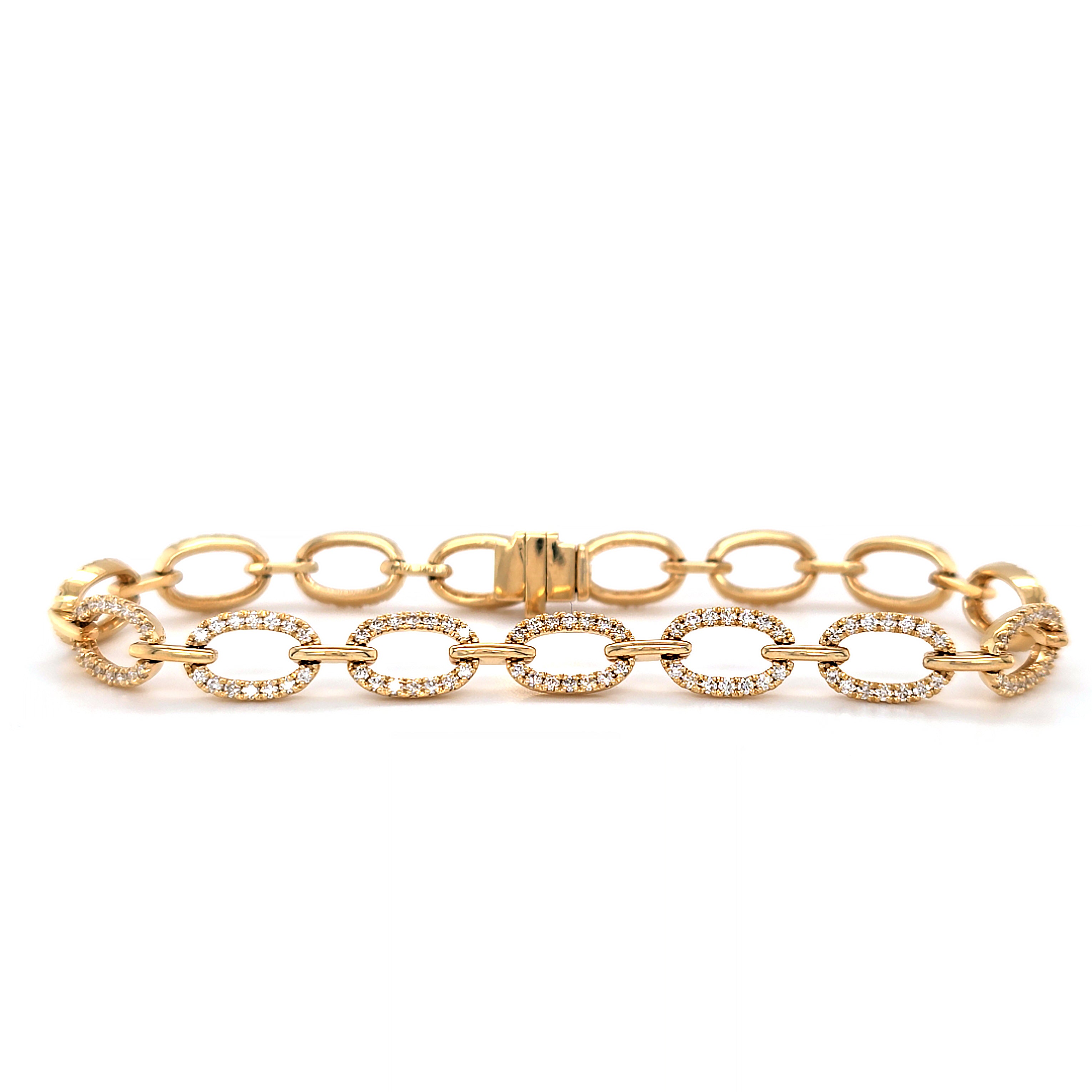 Diamond Oval Link Bracelet