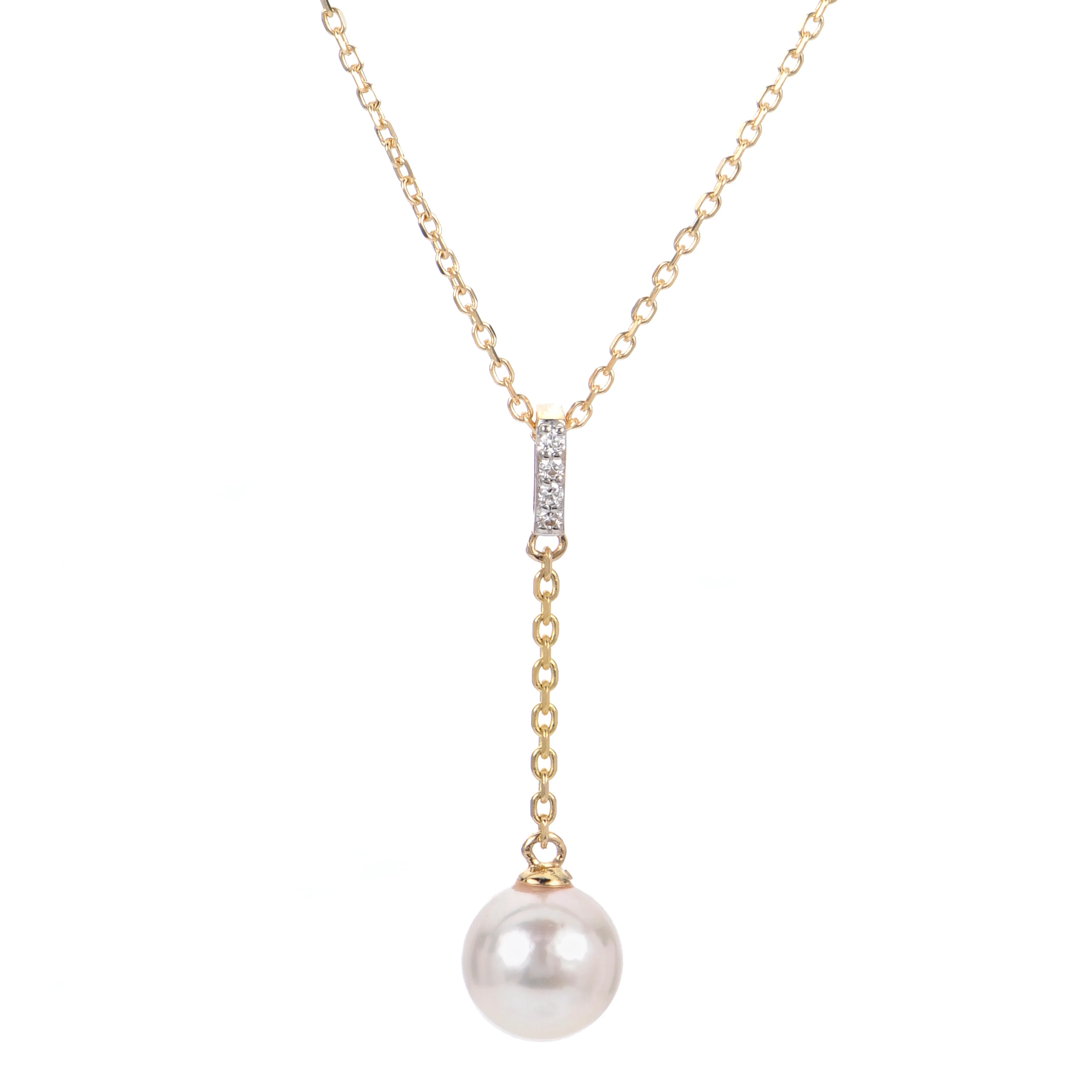 Pearl and Diamond Drop Necklace