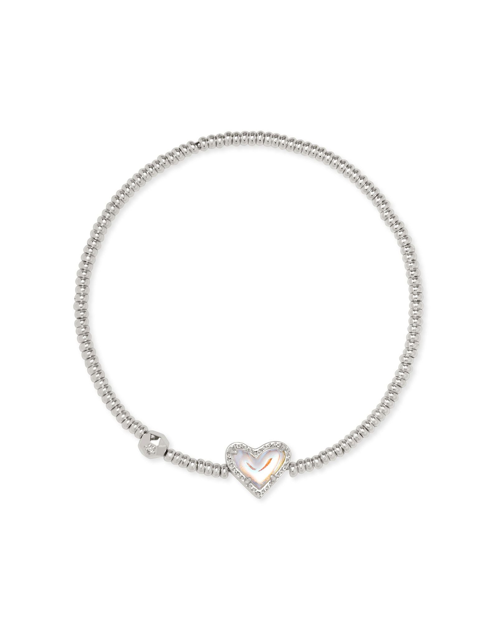 Kendra Scott Ari Heart Silver Stretch Bracelet in Dichroic Glass
