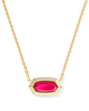 Kendra Scott Elisa Bezel Gold Short Pendant Necklace in Carmine Red Illusion