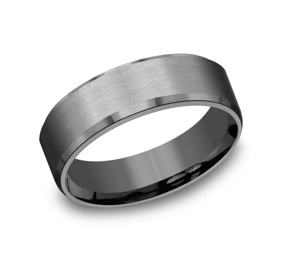 THE NOBLEMAN - Tantalum Dark Metals Satin-Finish Beveled-Edge Men's Wedding Band