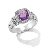JAI Amethyst & Diamond Halo Ring