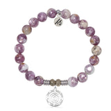 Lepidolite Quartz Gemstone Bracelet with This Too Shall Pass Sterling Silver Charm