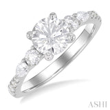 Round & Pear Shape Accent Semi-Mount Engagement Ring