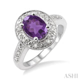 Silver Amethyst & Diamond Ring
