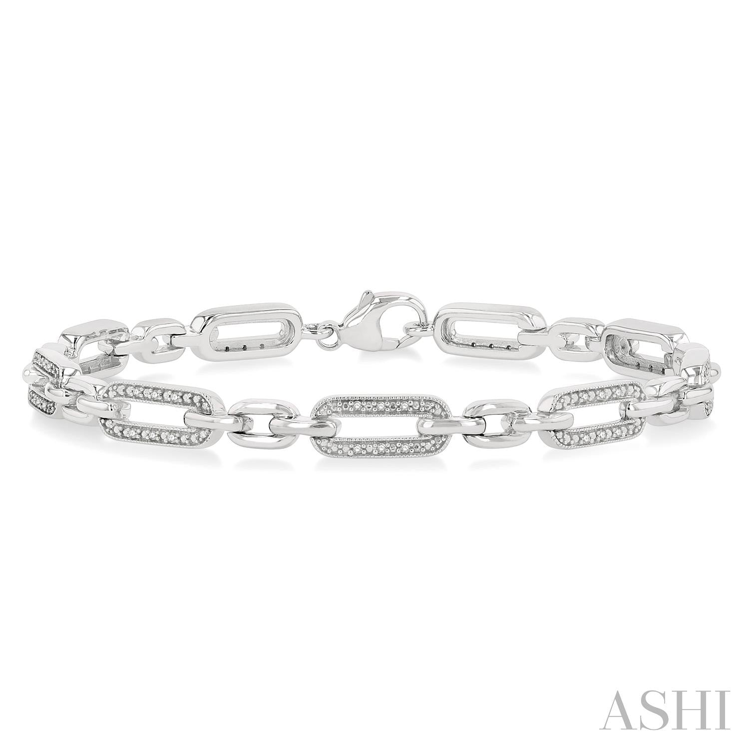 1/6 ctw Round Cut Diamond Paper Clip Bracelet in Silver