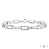 1/6 ctw Round Cut Diamond Paper Clip Bracelet in Silver