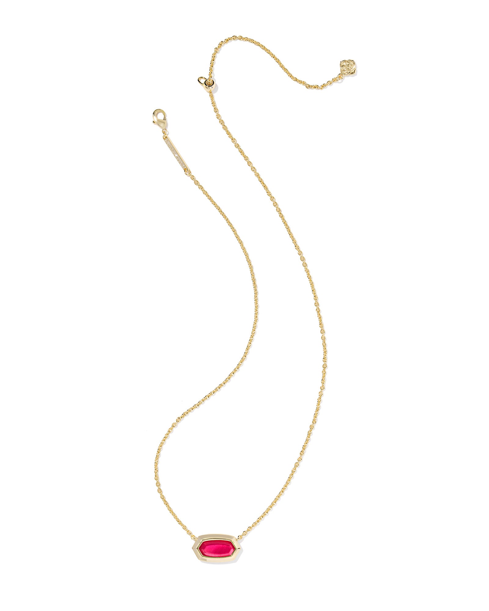 Kendra Scott Elisa Bezel Gold Short Pendant Necklace in Carmine Red Illusion