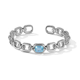 JAI Silver & Blue Topaz Statement Link Bangle Bracelet
