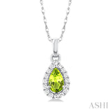 Diamond Halo Peridot Birthstone Pendant - August