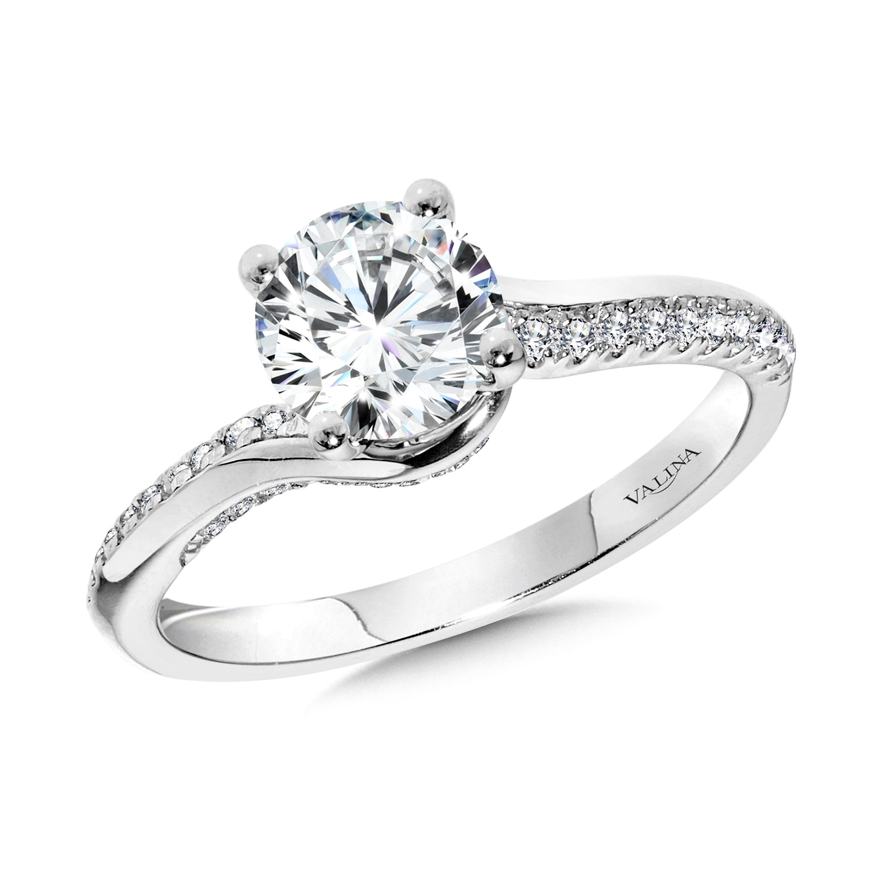1.00 - 1.49ct Round White 14 Karat Gold Semi-Mount Engagement Ring