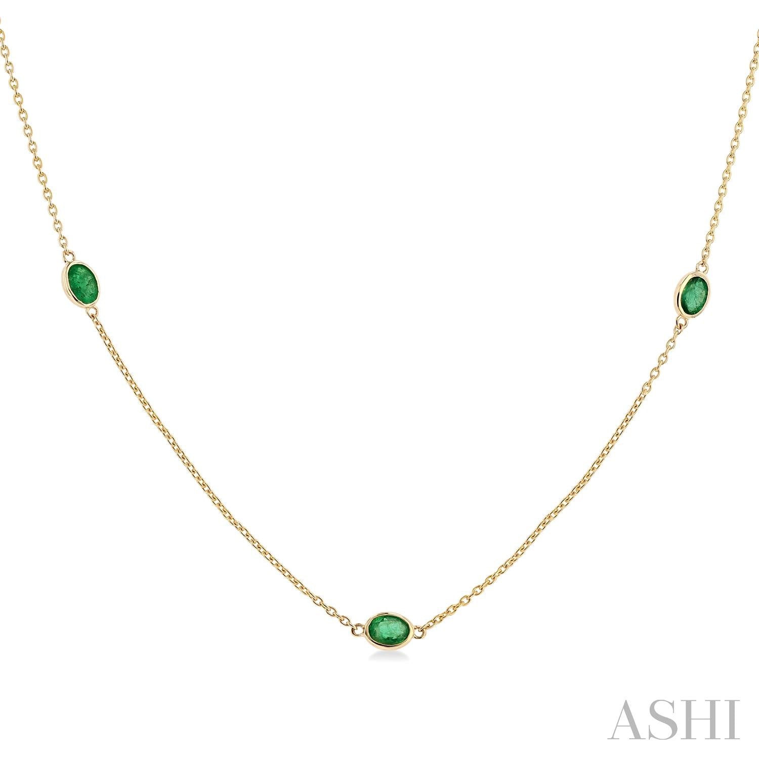 Oval Emerald Station Necklace