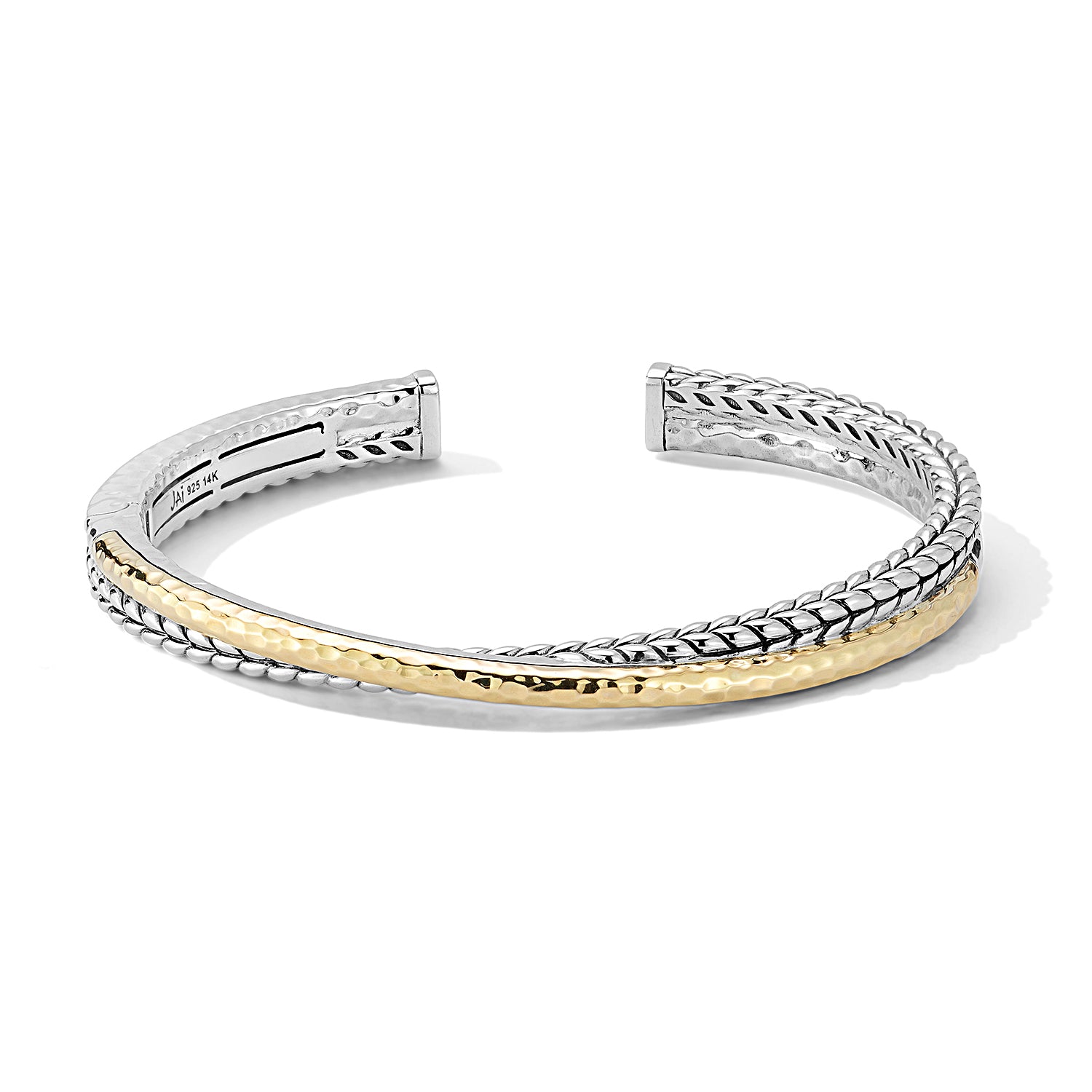 JAI Silver & Gold Crossover Cuff Bangle
