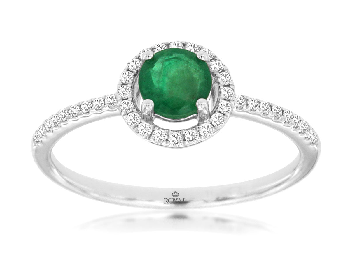 Diamond Halo Emerald Ring