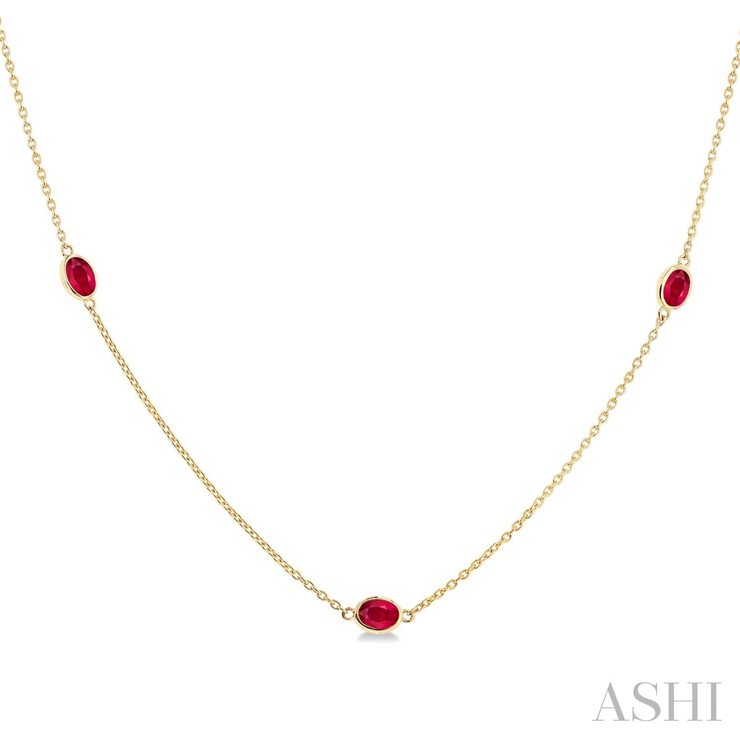 Oval Ruby Station Necklace
