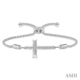 Silver Cross Diamond Lariat Bracelet