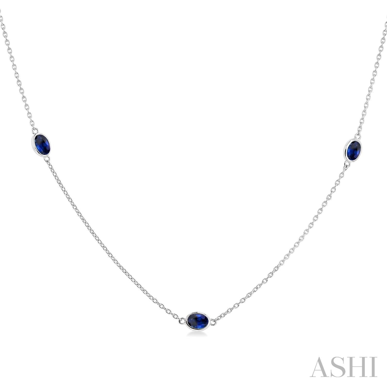 Oval Sapphire Station Necklace