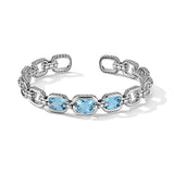 JAI Silver & Blue Topaz Statement Link Cuff Bracelet