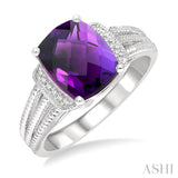 Silver Amethyst & Diamond Ring