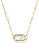 Kendra Scott Elisa Bezel Gold Short Pendant Necklace in Ivory Mother of Pearl