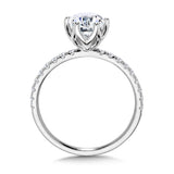 14kw .25ctw Round Diamond Thin Shank Semi Mount w/ 6 prong Tulip Head for 1ct Rnd Center
