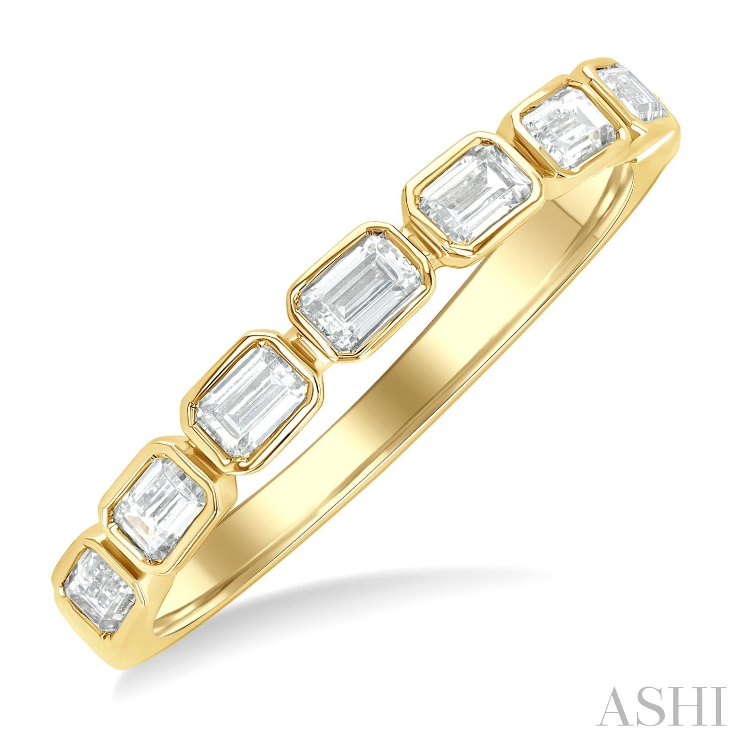 East-West Emerald Cut Diamond Band