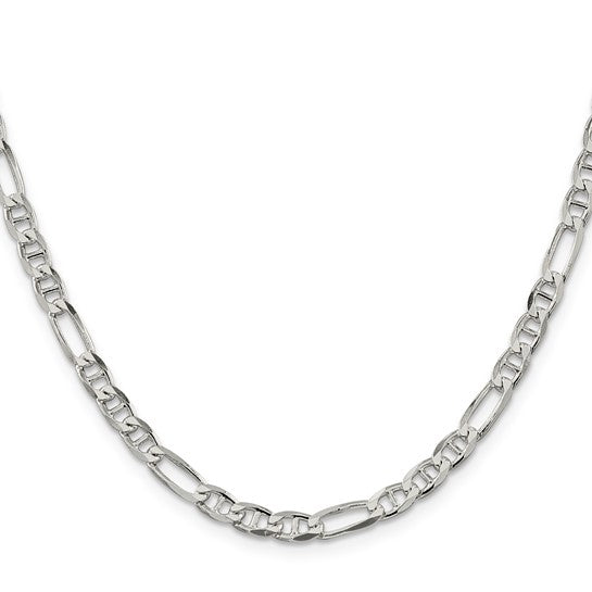 Silver 4.5mm Figaro/Anchor Link Chain, 22"