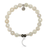 Moonstone Gemstone Bracelet with Friendship Moon Sterling Silver Charm
